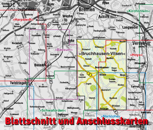 Rückseitencover Bruchhausen-Vilsen, KVplan, Radkarte/Wanderkarte/Stadtplan, 1:25.000 / 1:12.500