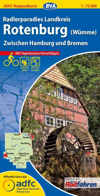 Vorderes Coverbild ADFC-Regionalkarte Radlerparadies Landkreis Rotenburg (Wümme) 1 : 75 000