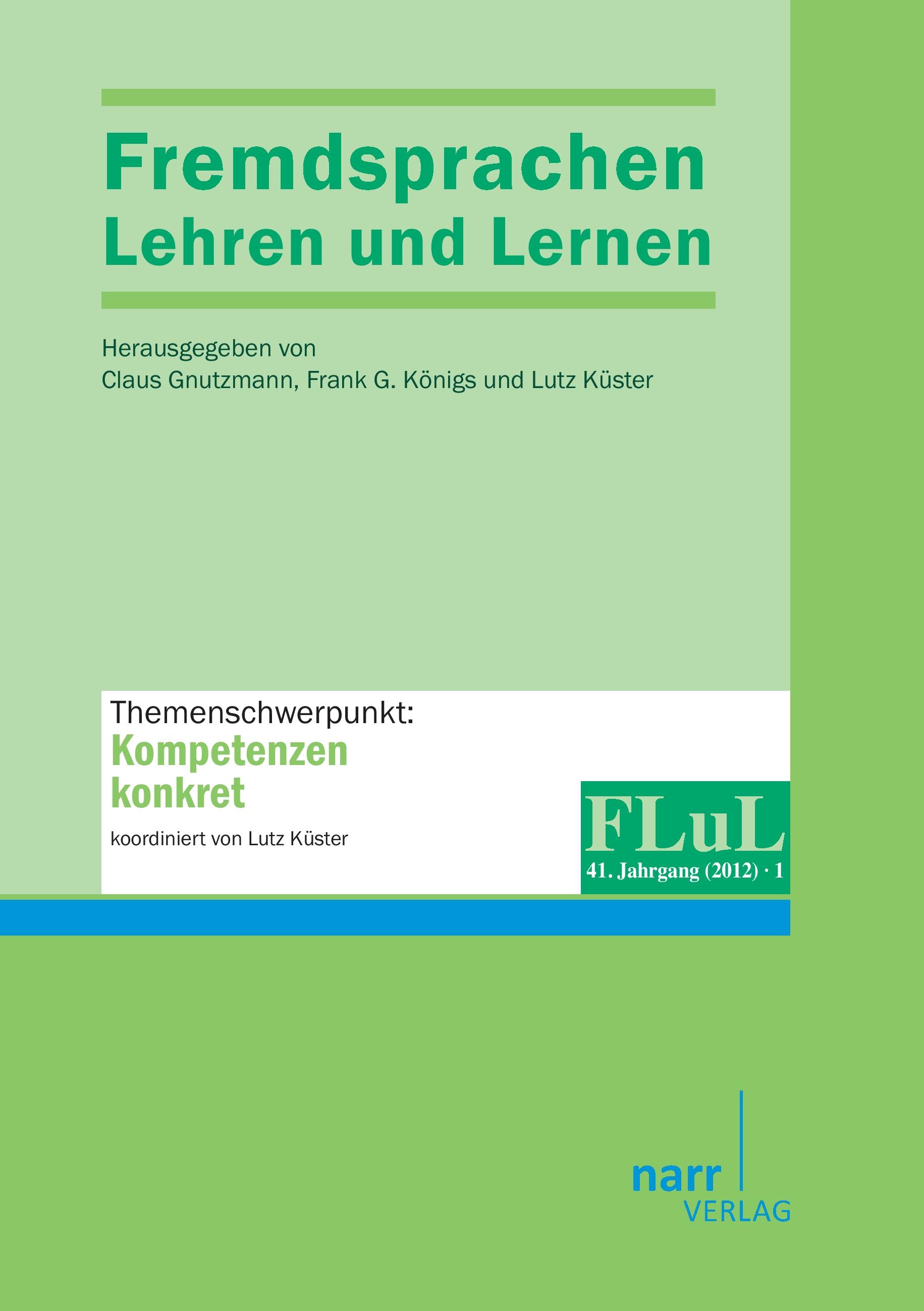 Vorderes Coverbild Fremdsprachen Lehren und Lernen 2012 Heft 1