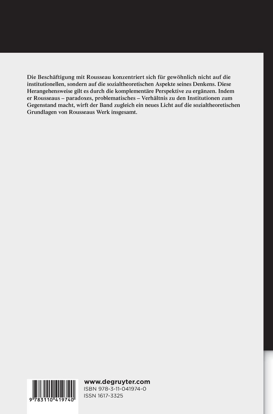 Rückseitencover Jean-Jacques Rousseau