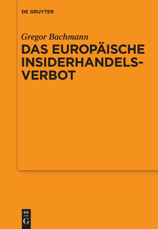 Vorderes Coverbild Das Europäische Insiderhandelsverbot