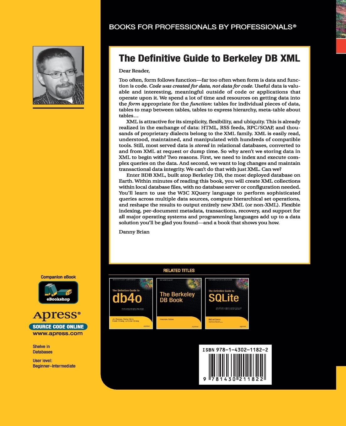 Rückseitencover The Definitive Guide to Berkeley DB XML