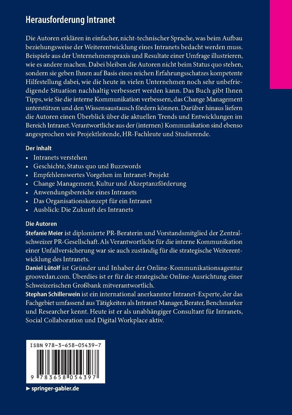 Rückseitencover Herausforderung Intranet