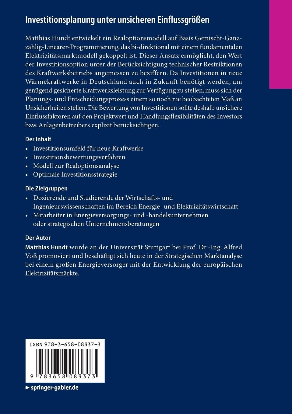 Rückseitencover Investitionsplanung unter unsicheren Einflussgrößen