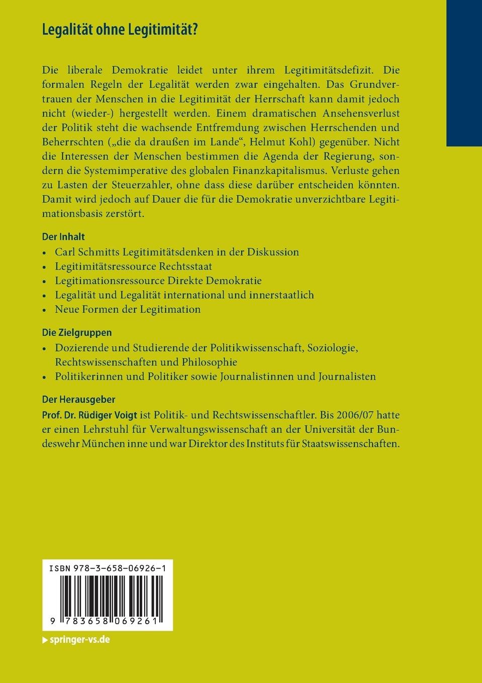 Rückseitencover Legalität ohne Legitimität?