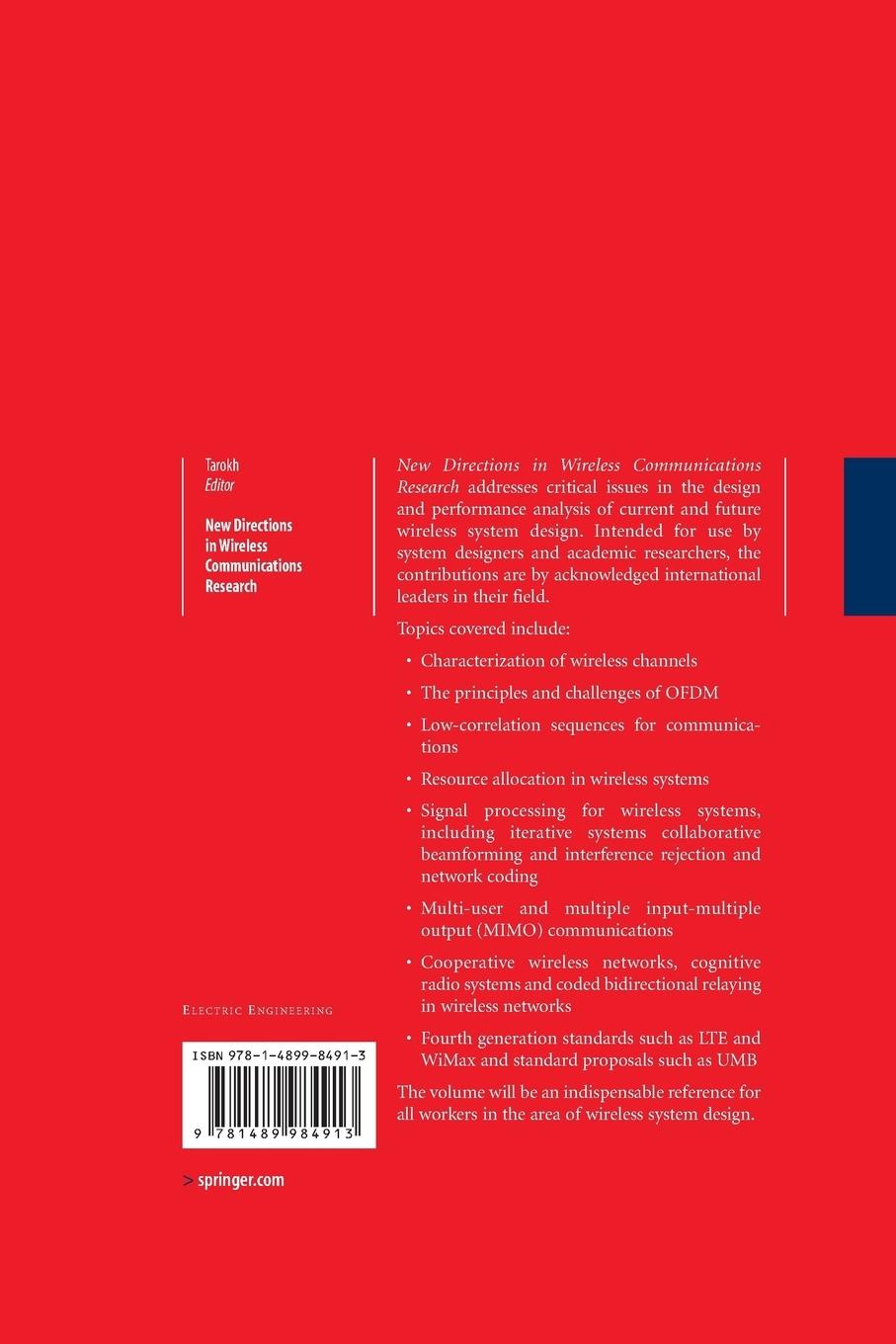 Rückseitencover New Directions in Wireless Communications Research