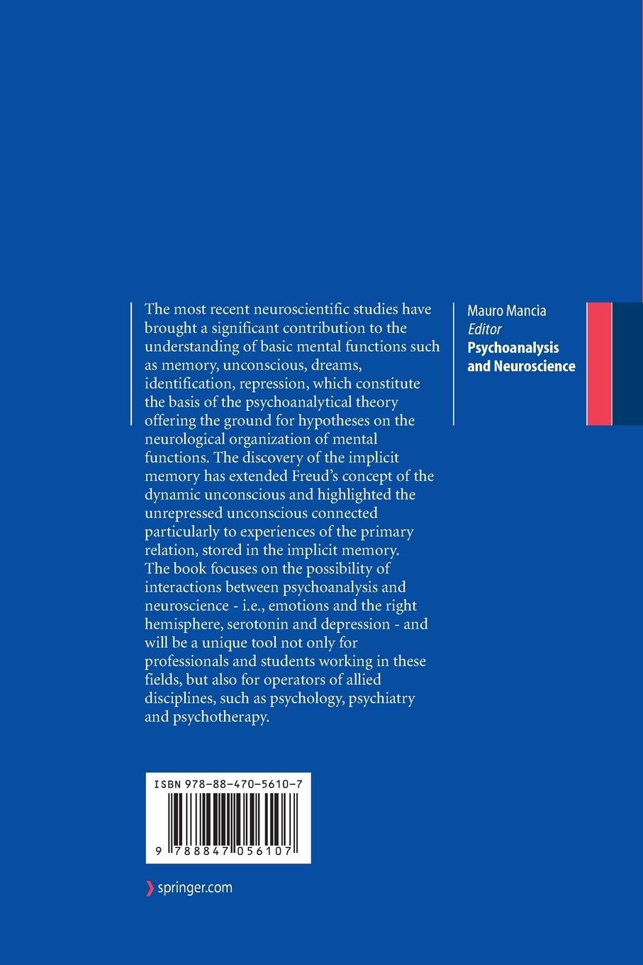 Rückseitencover Psychoanalysis and Neuroscience