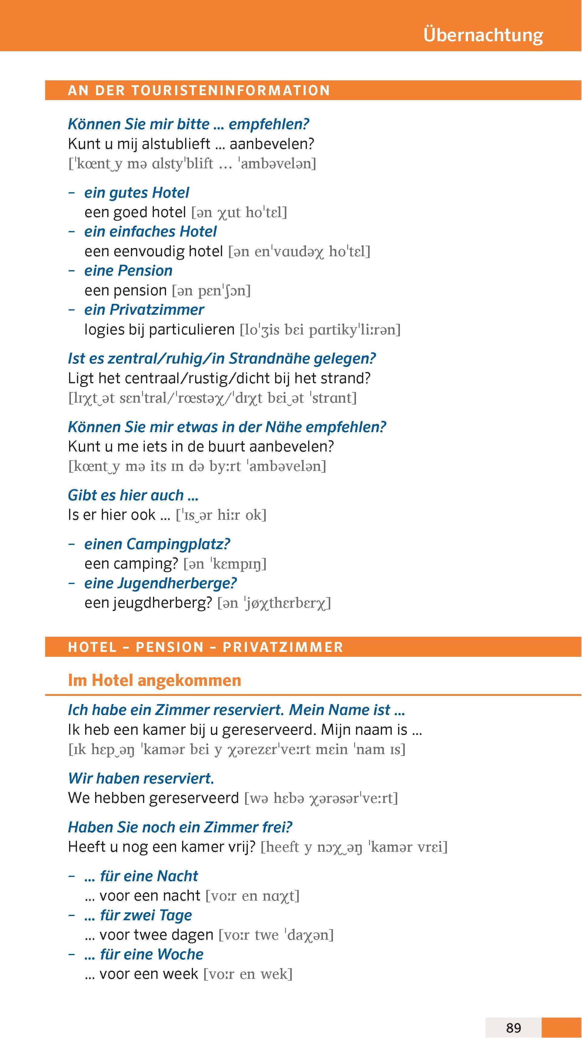 Beispielinhalt (Bild) PONS Reise-Sprachführer Niederländisch