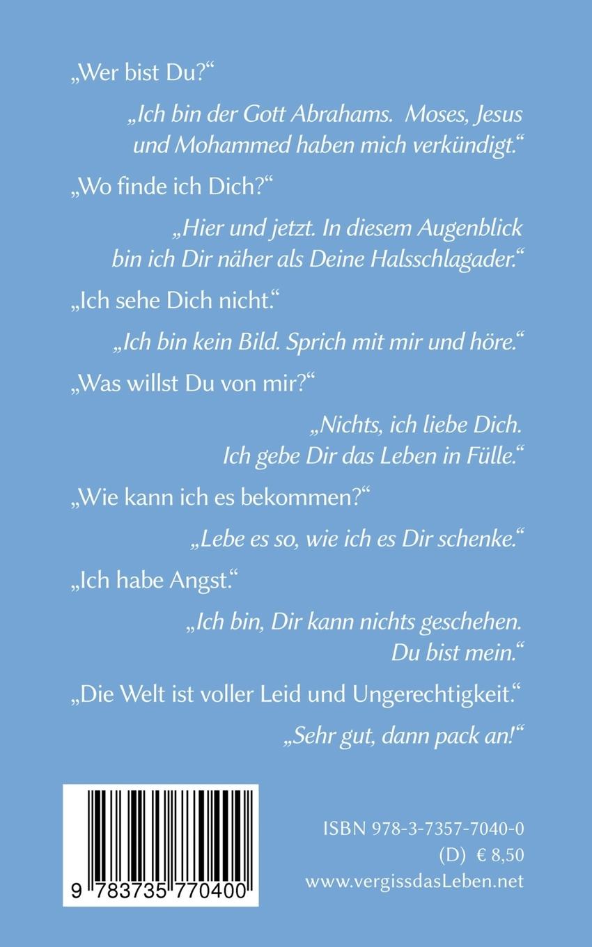 Rückseitencover Vergiss das Leben nicht !