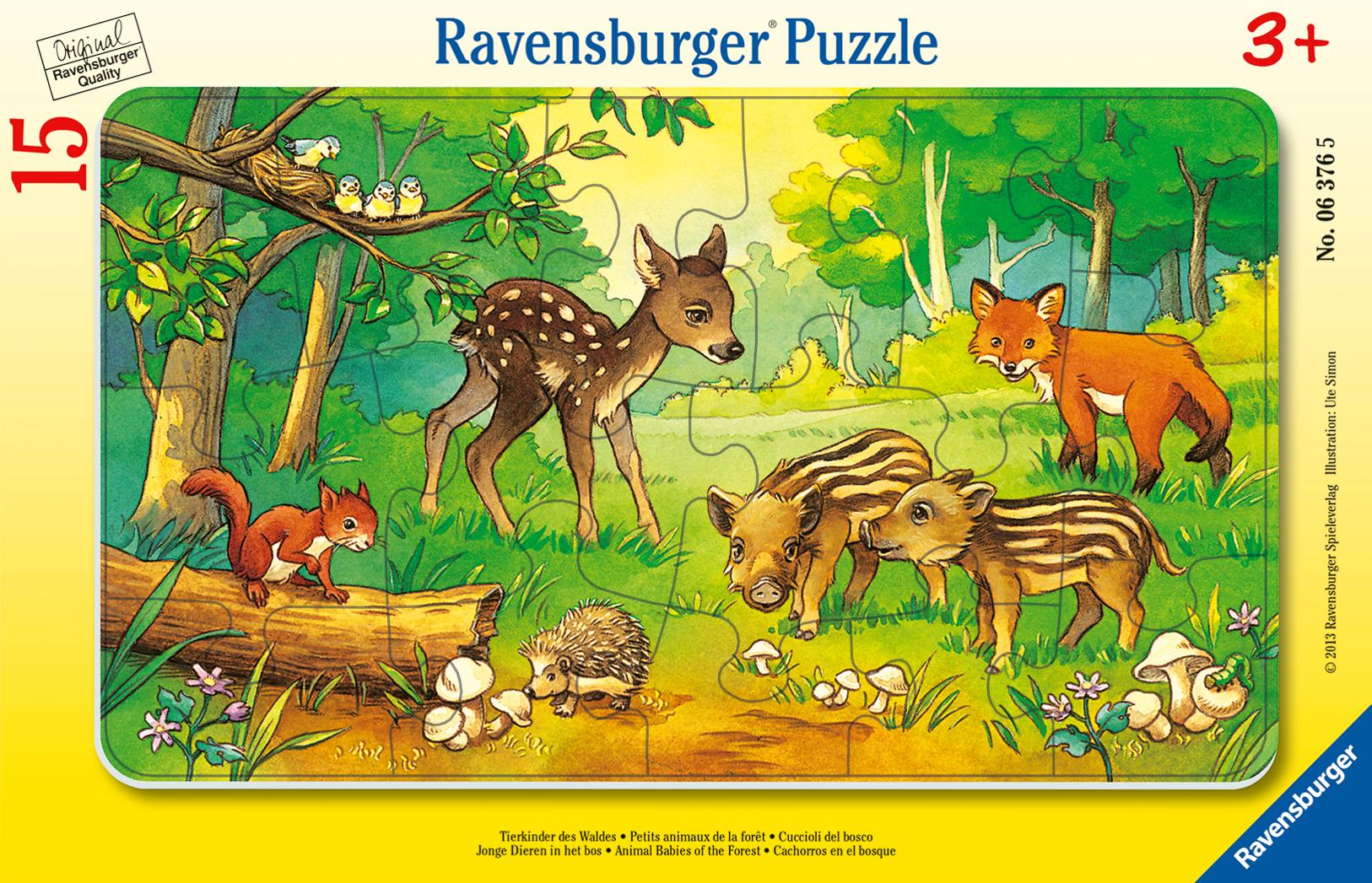 Vorderes Coverbild Tierkinder des Waldes. Rahmenpuzzle 15 Teile