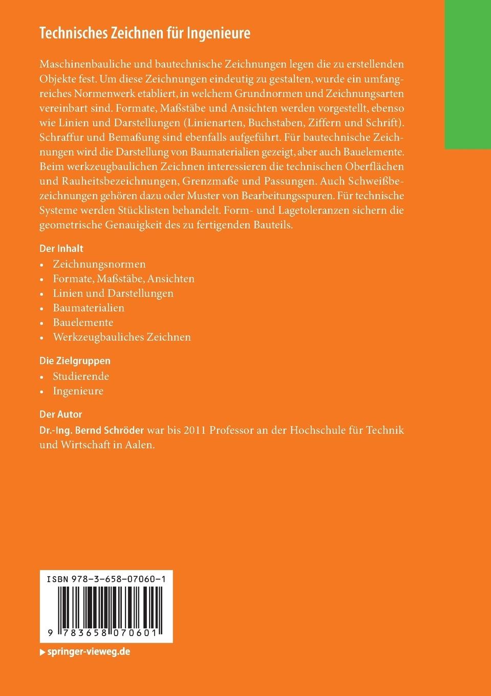 Rückseitencover Technisches Zeichnen für Ingenieure