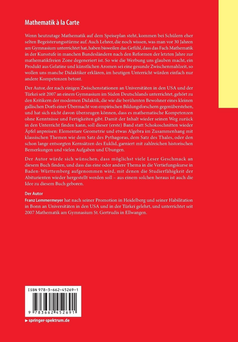 Rückseitencover Mathematik à la Carte