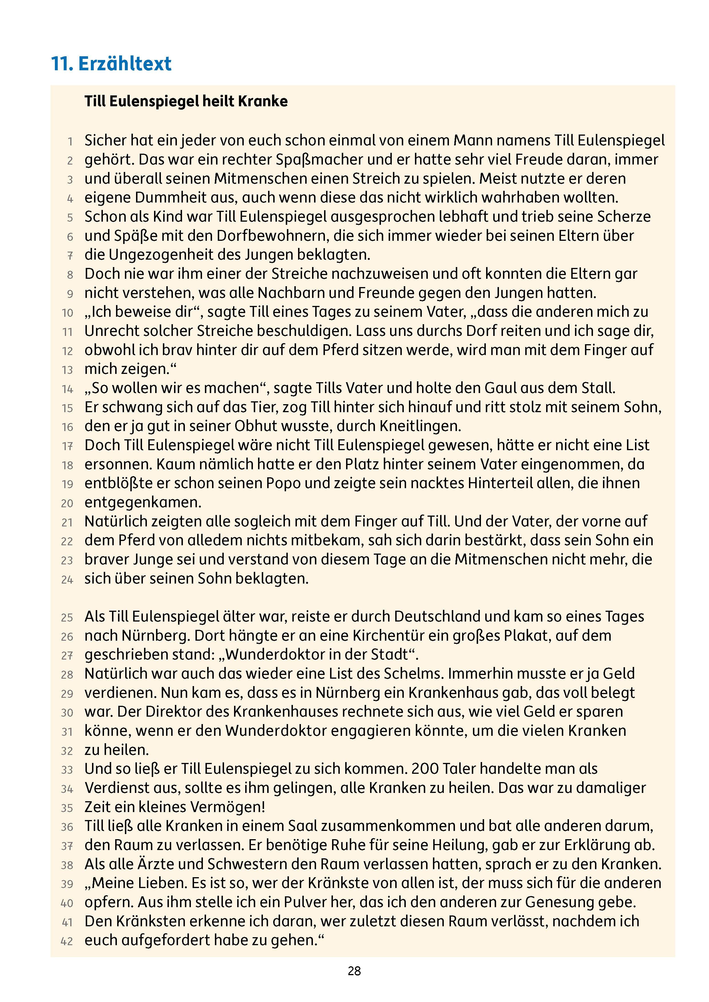 Beispielinhalt (Bild) Übungsheft mit Tests in Deutsch 4. Klasse