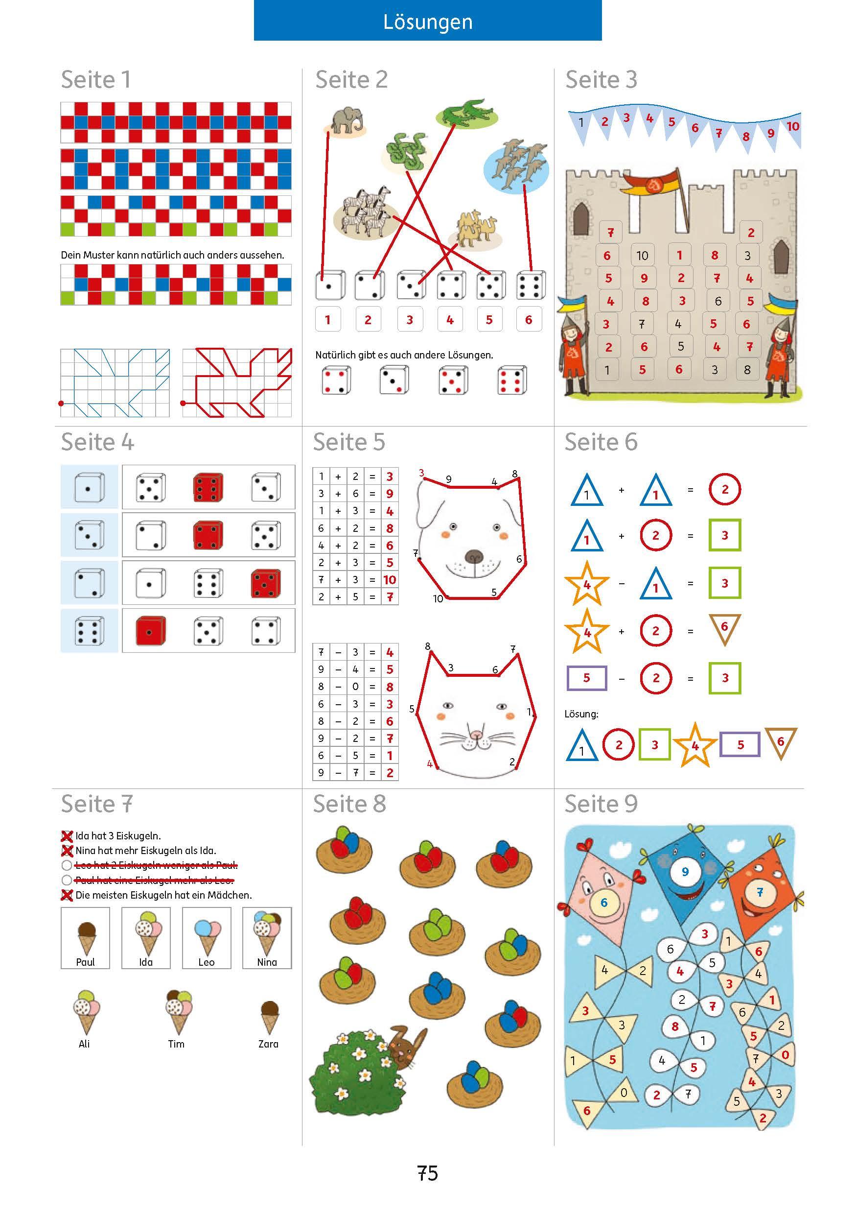 Beispielinhalt (Bild) Quer durch die 1. Klasse, Mathe und Deutsch - Übungsblock