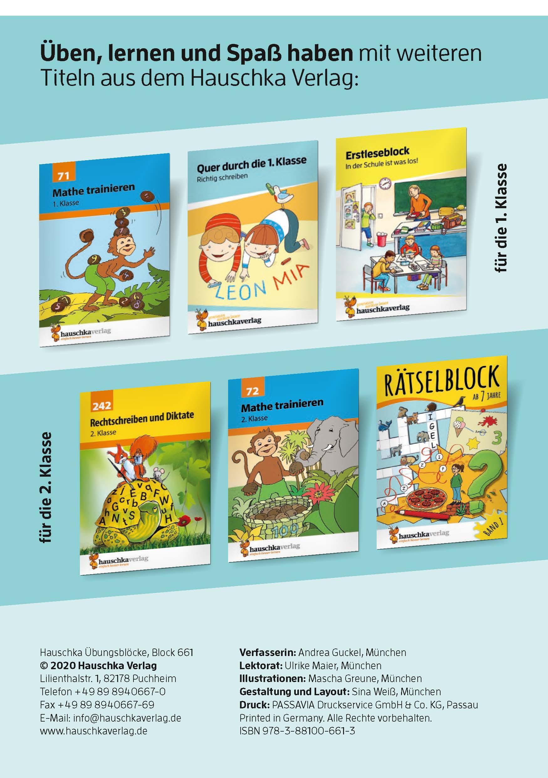 Beispielinhalt (Bild) Quer durch die 1. Klasse, Mathe und Deutsch - Übungsblock