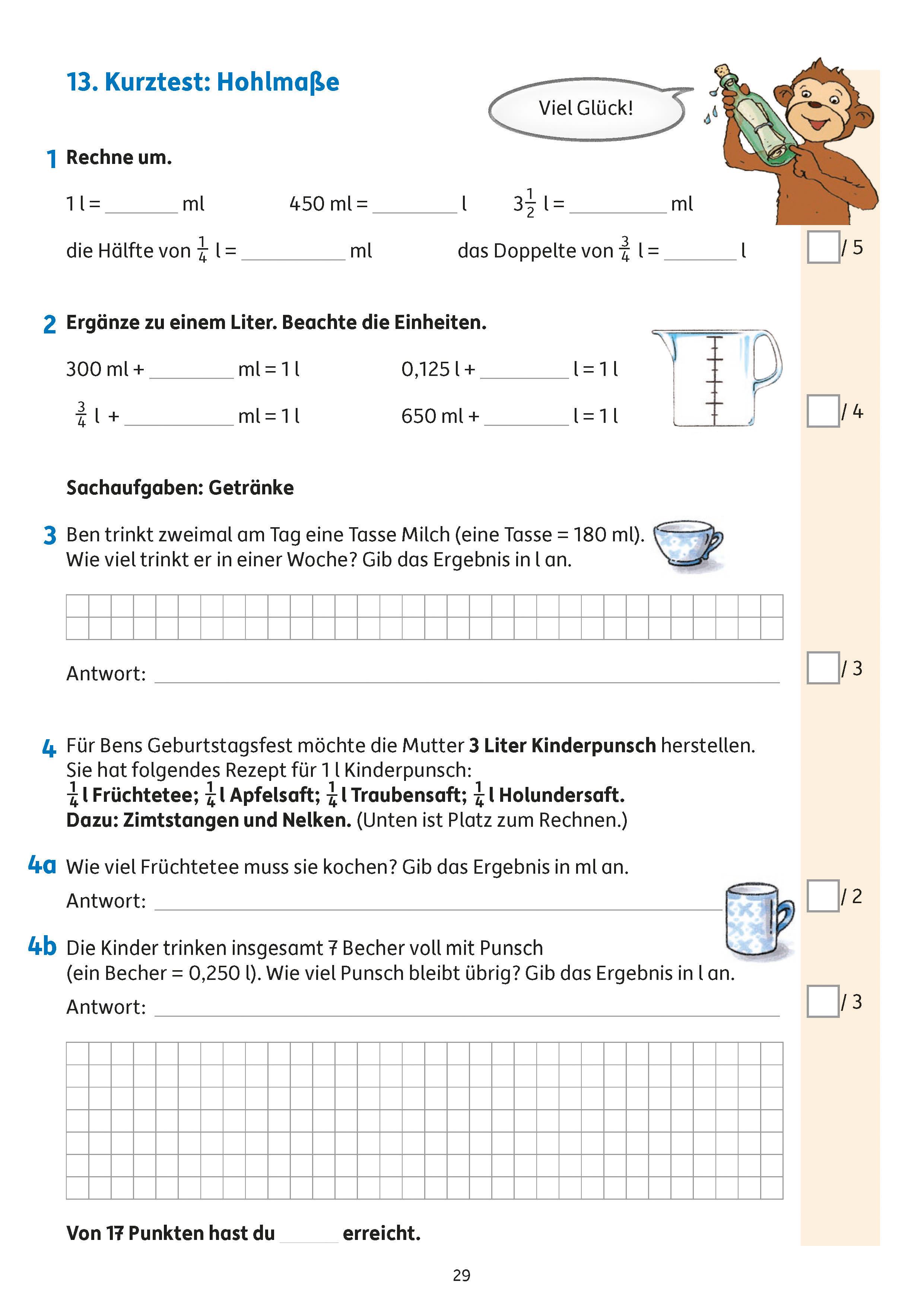 Beispielinhalt (Bild) Tests in Mathe - Lernzielkontrollen 4. Klasse