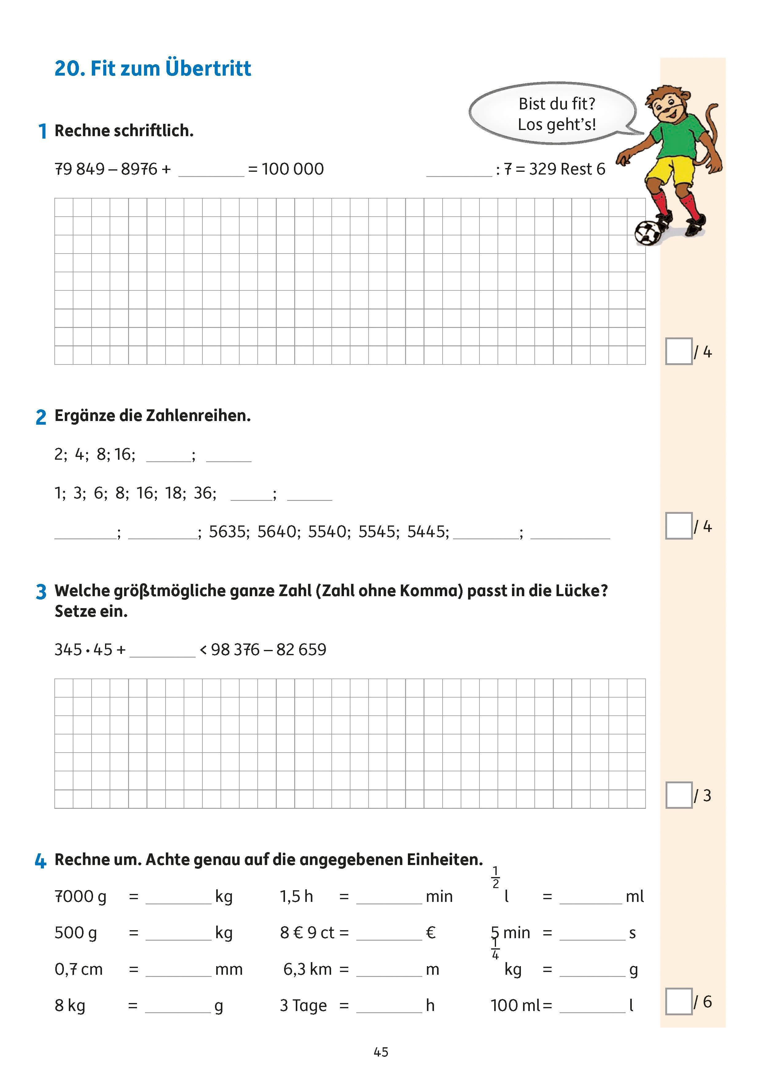 Beispielinhalt (Bild) Tests in Mathe - Lernzielkontrollen 4. Klasse