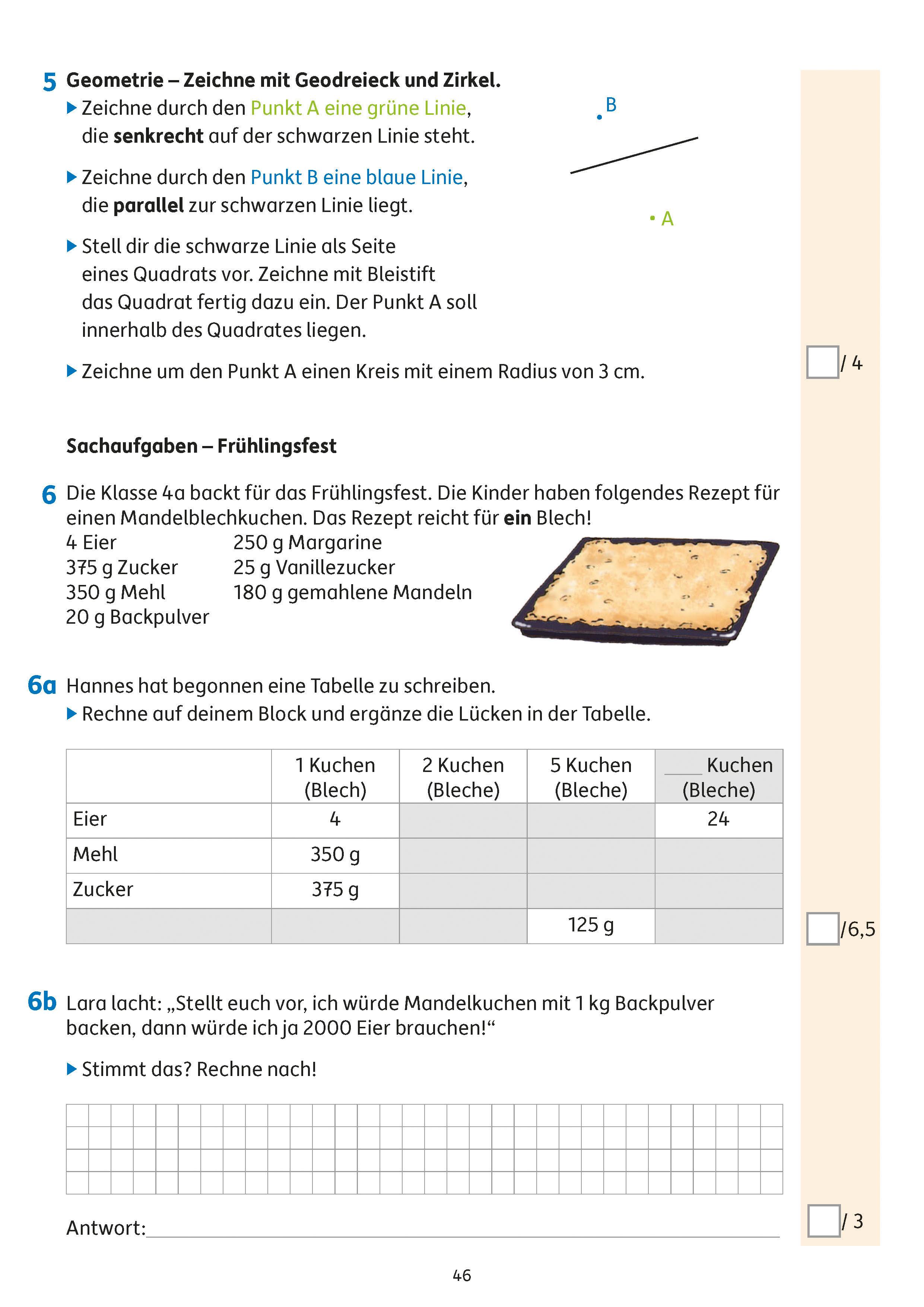 Beispielinhalt (Bild) Tests in Mathe - Lernzielkontrollen 4. Klasse
