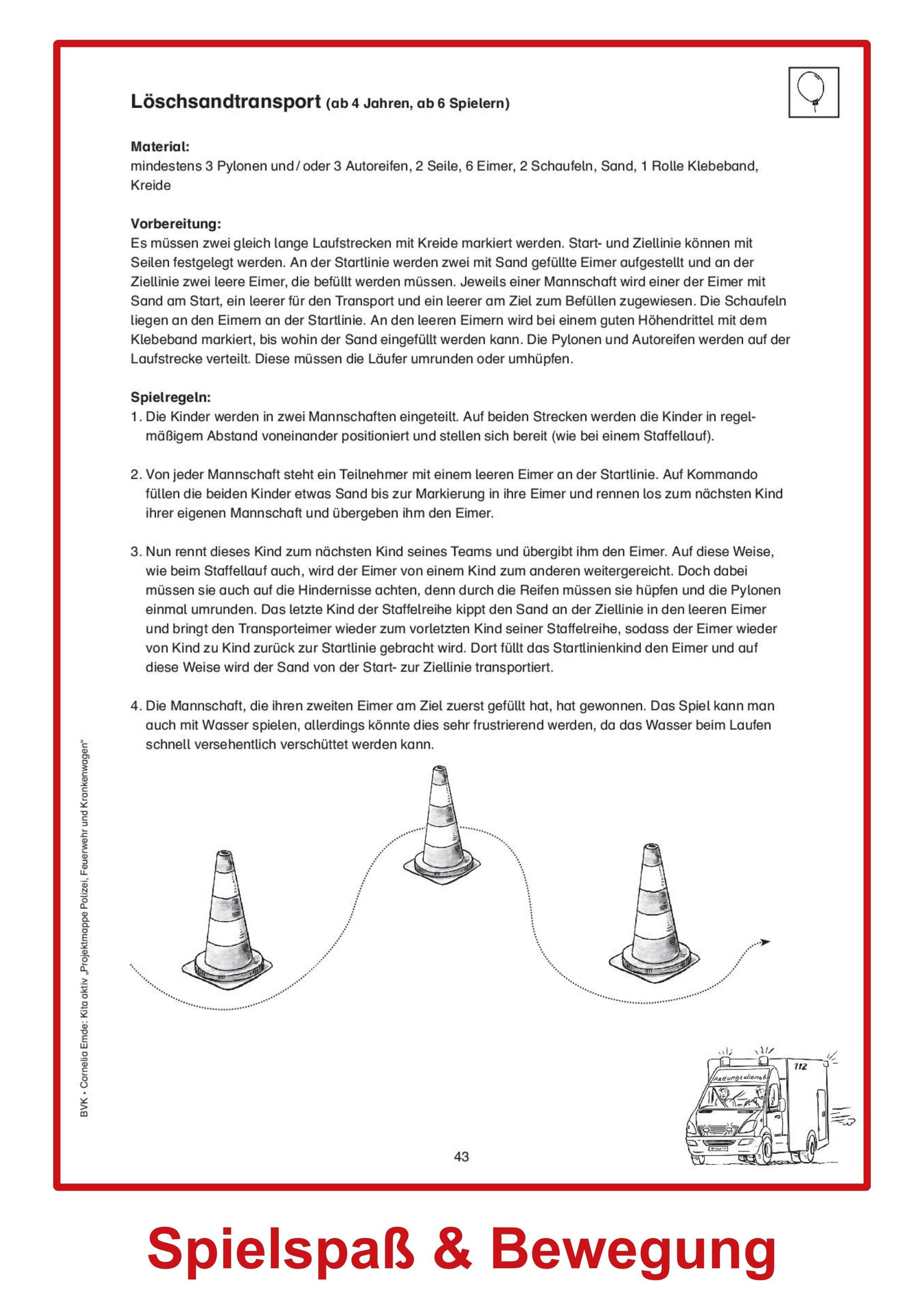 Beispielinhalt (Bild) Kita aktiv Projektmappe Polizei, Feuerwehr und Krankenwagen