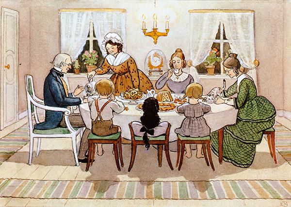 Beispielinhalt (Bild) Tante Grün, Tante Braun und Tante Lila