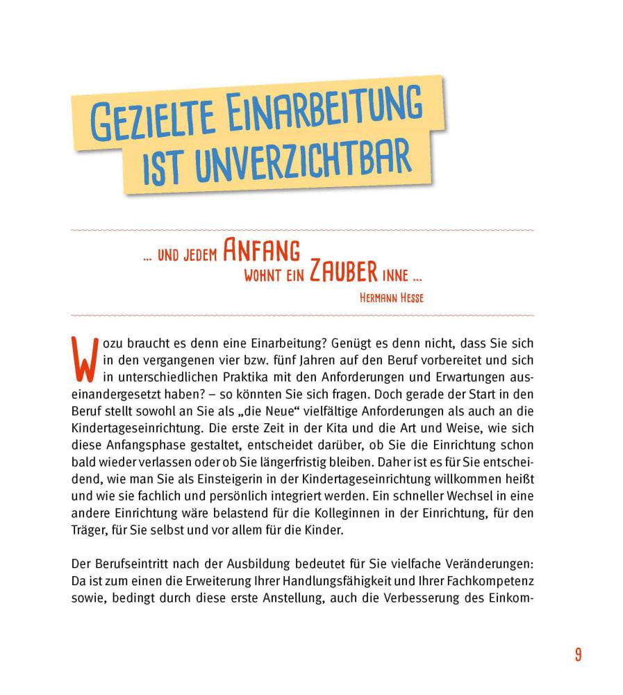 Beispielinhalt (Bild) Das Berufseinsteiger-Buch für ErzieherInnen