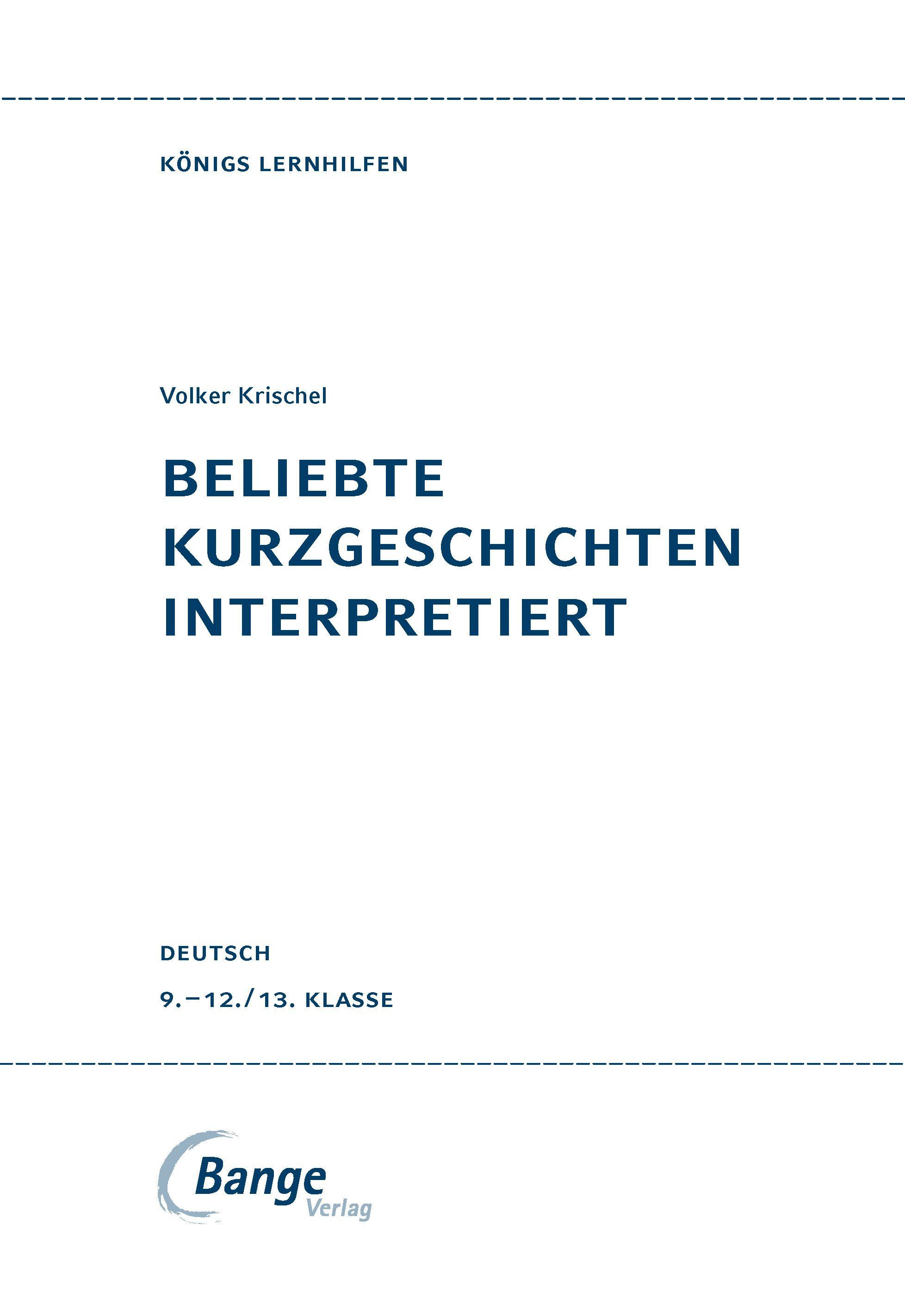 Beispielinhalt (Bild) Beliebte Kurzgeschichten interpretiert.