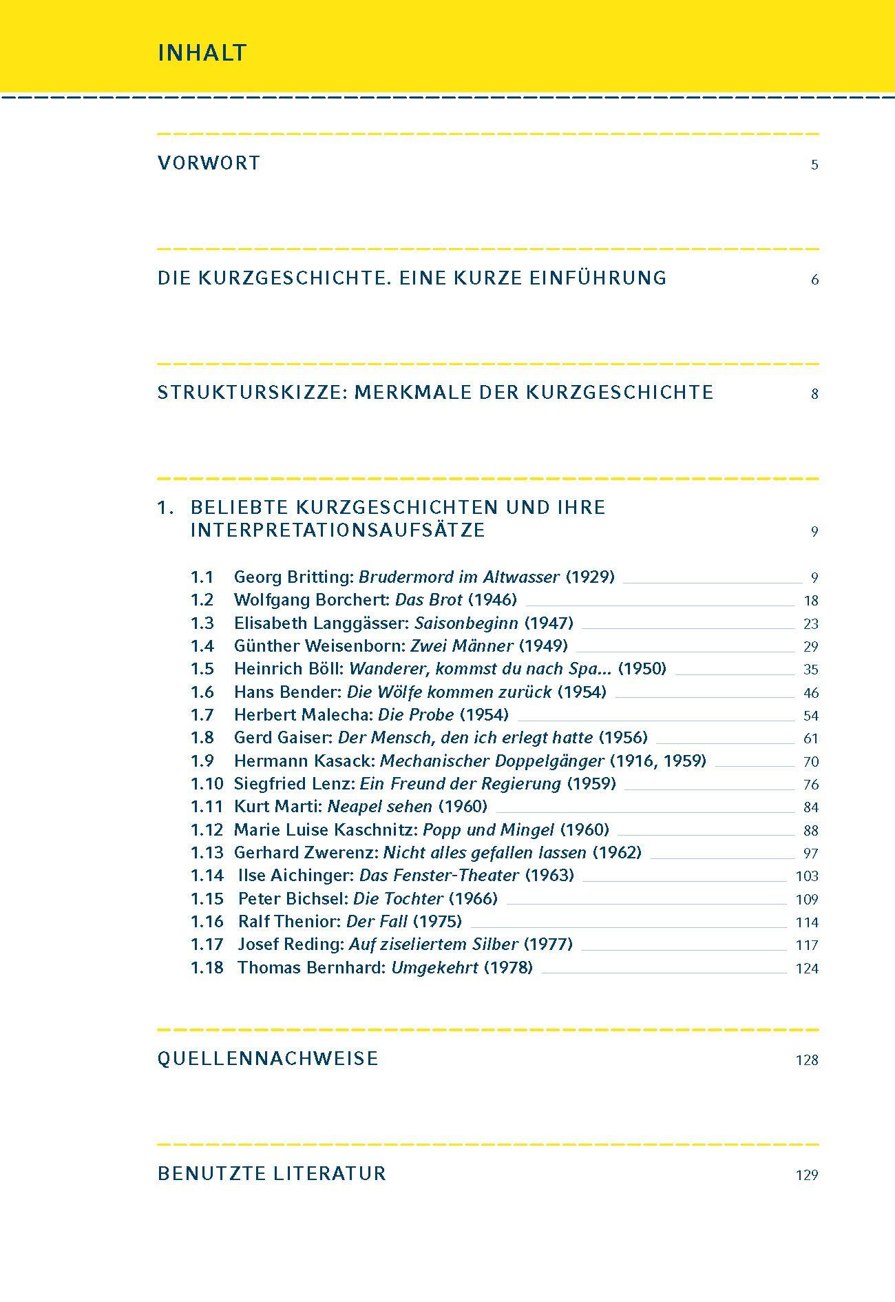 Beispielinhalt (Bild) Beliebte Kurzgeschichten interpretiert.