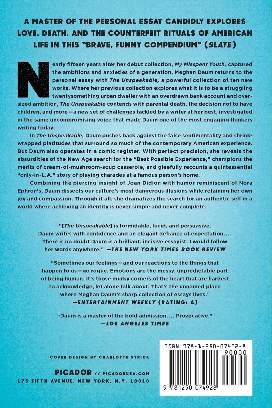 Rückseitencover Unspeakable