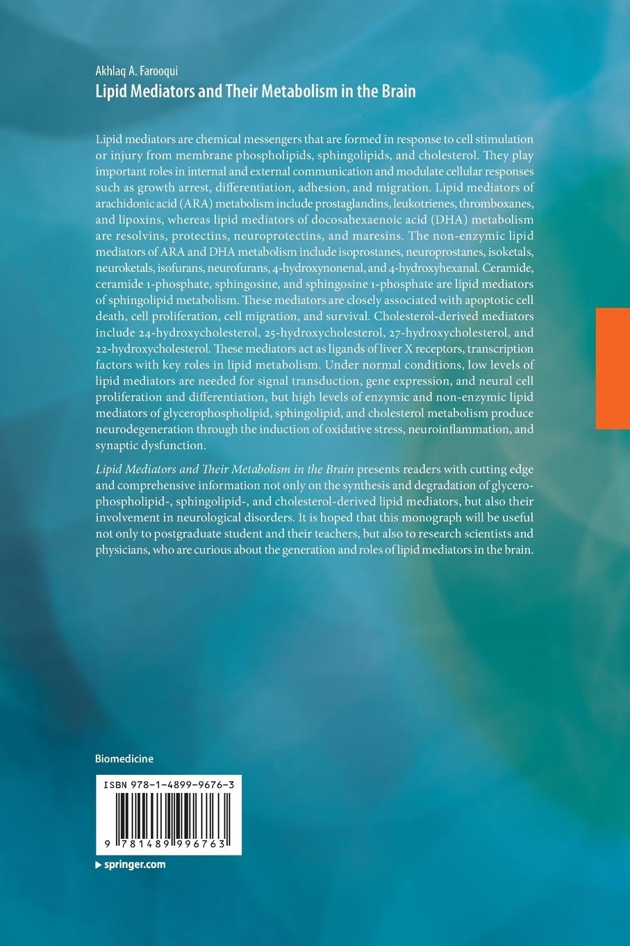 Rückseitencover Lipid Mediators and Their Metabolism in the Brain