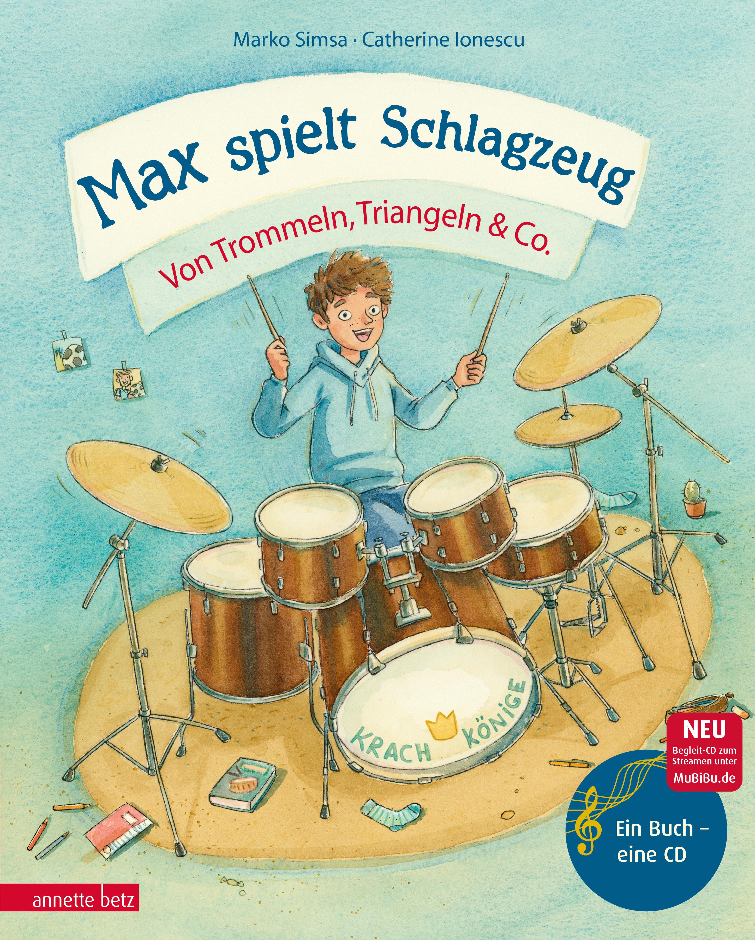Vorderes Coverbild Max spielt Schlagzeug