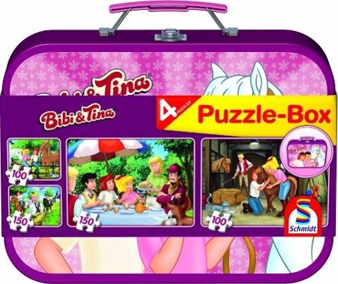 Vorderes Coverbild Bibi & Tina, 2 x 100, 2 x 150 Puzzle Teile im Metallkoffer