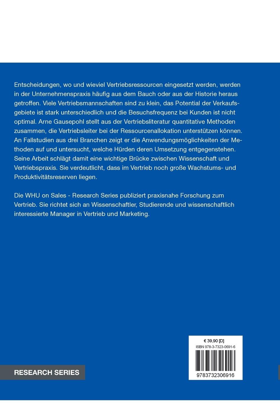 Rückseitencover Die Adoption quantitativer Methoden zur Ressourcenoptimierung im Vertrieb
