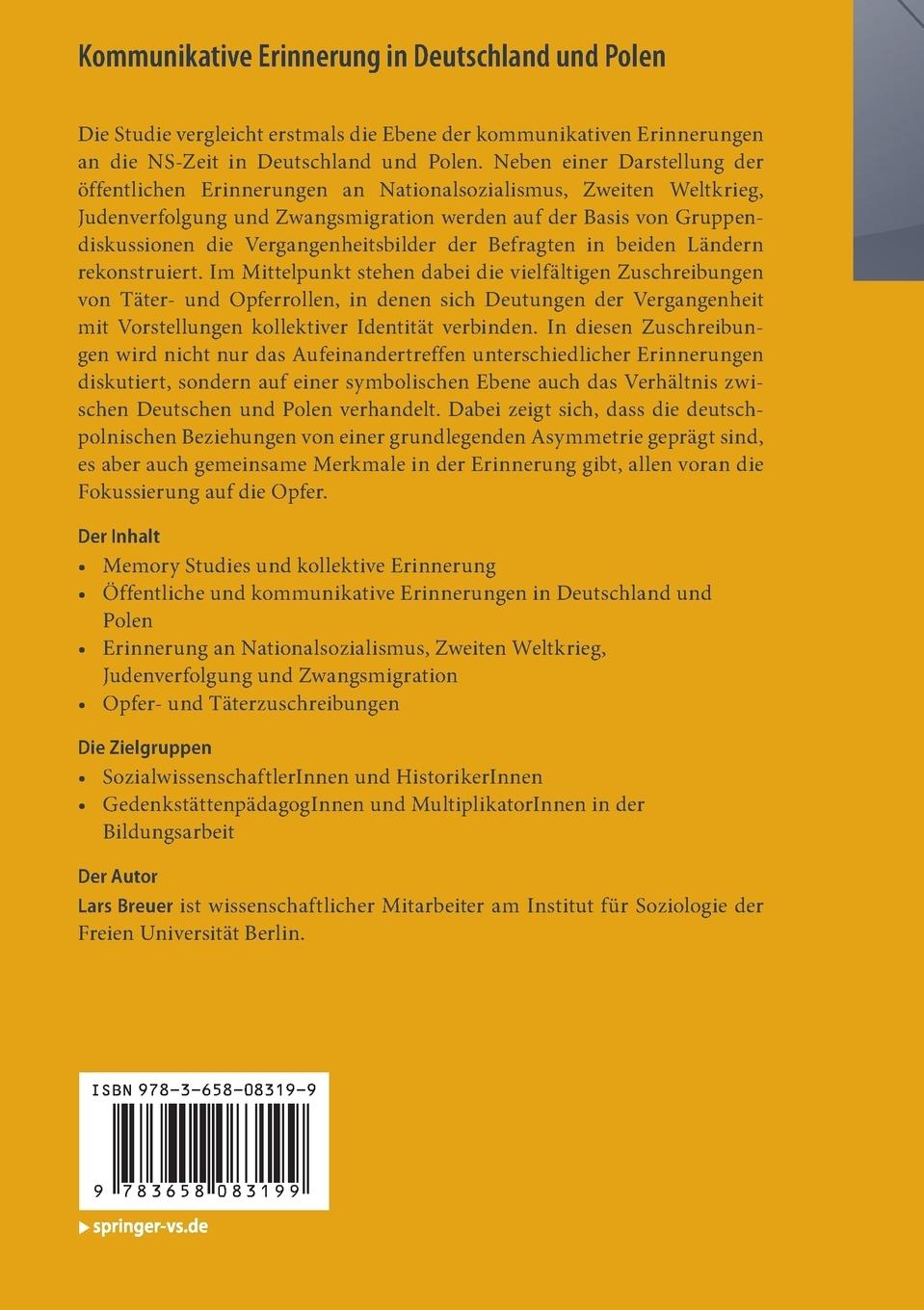 Rückseitencover Kommunikative Erinnerung in Deutschland und Polen