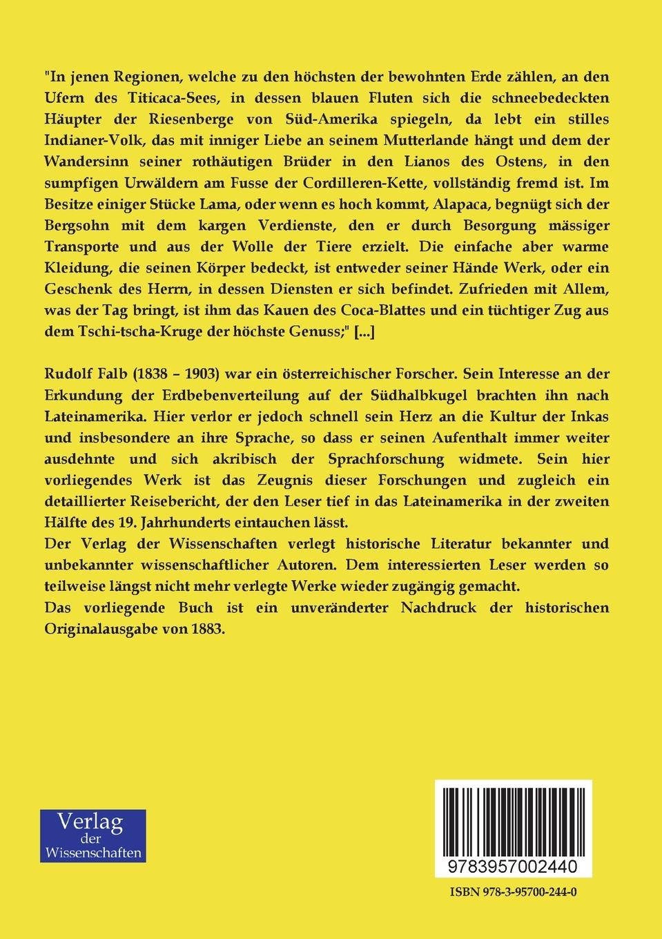 Rückseitencover Das Land der Inka in seiner Bedeutung für die Urgeschichte der Sprache und Schrift