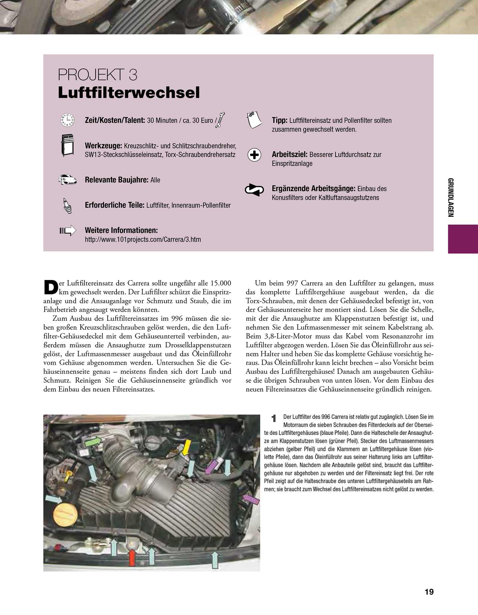Beispielinhalt (Bild) Das 911er 996/997 Schrauberhandbuch (1998-2008)