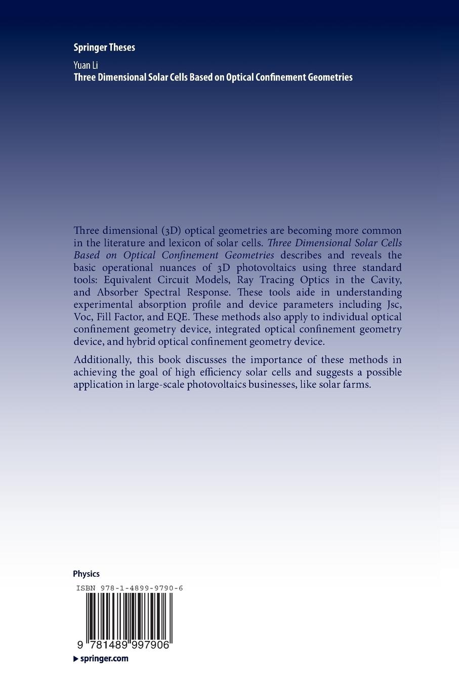 Rückseitencover Three Dimensional Solar Cells Based on Optical Confinement Geometries