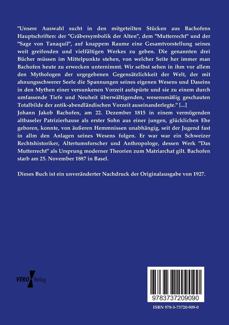 Rückseitencover Mutterrecht und Urreligion