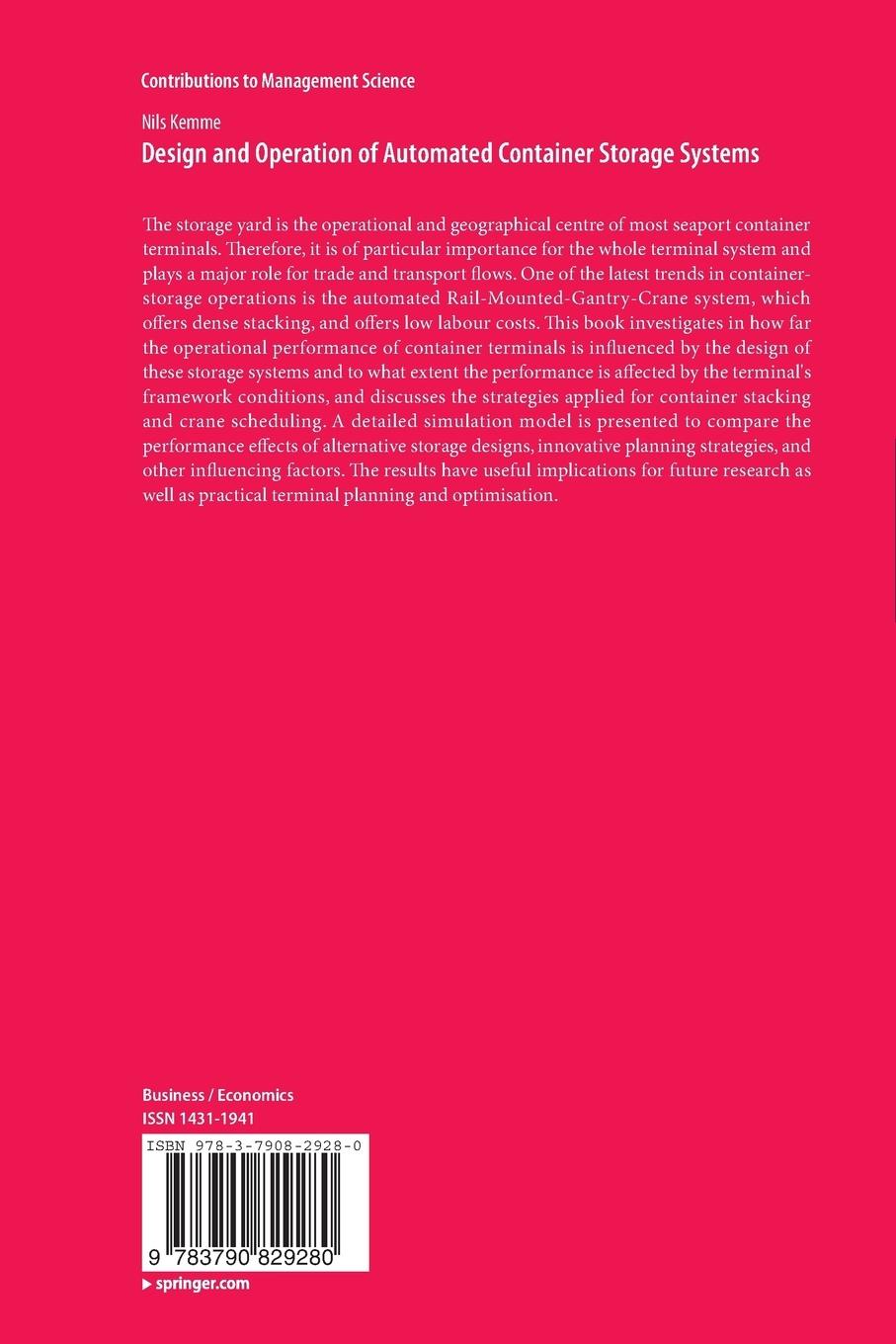 Rückseitencover Design and Operation of Automated Container Storage Systems