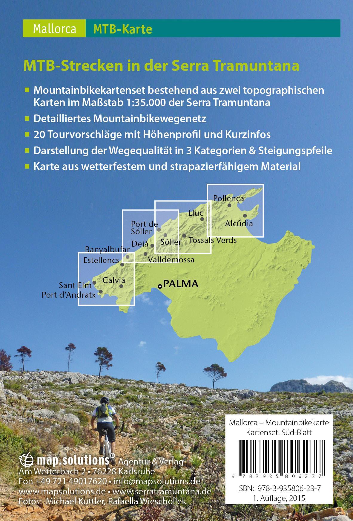 Rückseitencover Mountainbikekarte Mallorca (Kartenset mit Nord + Süd-Blatt)