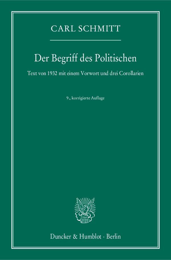 Vorderes Coverbild Der Begriff des Politischen.