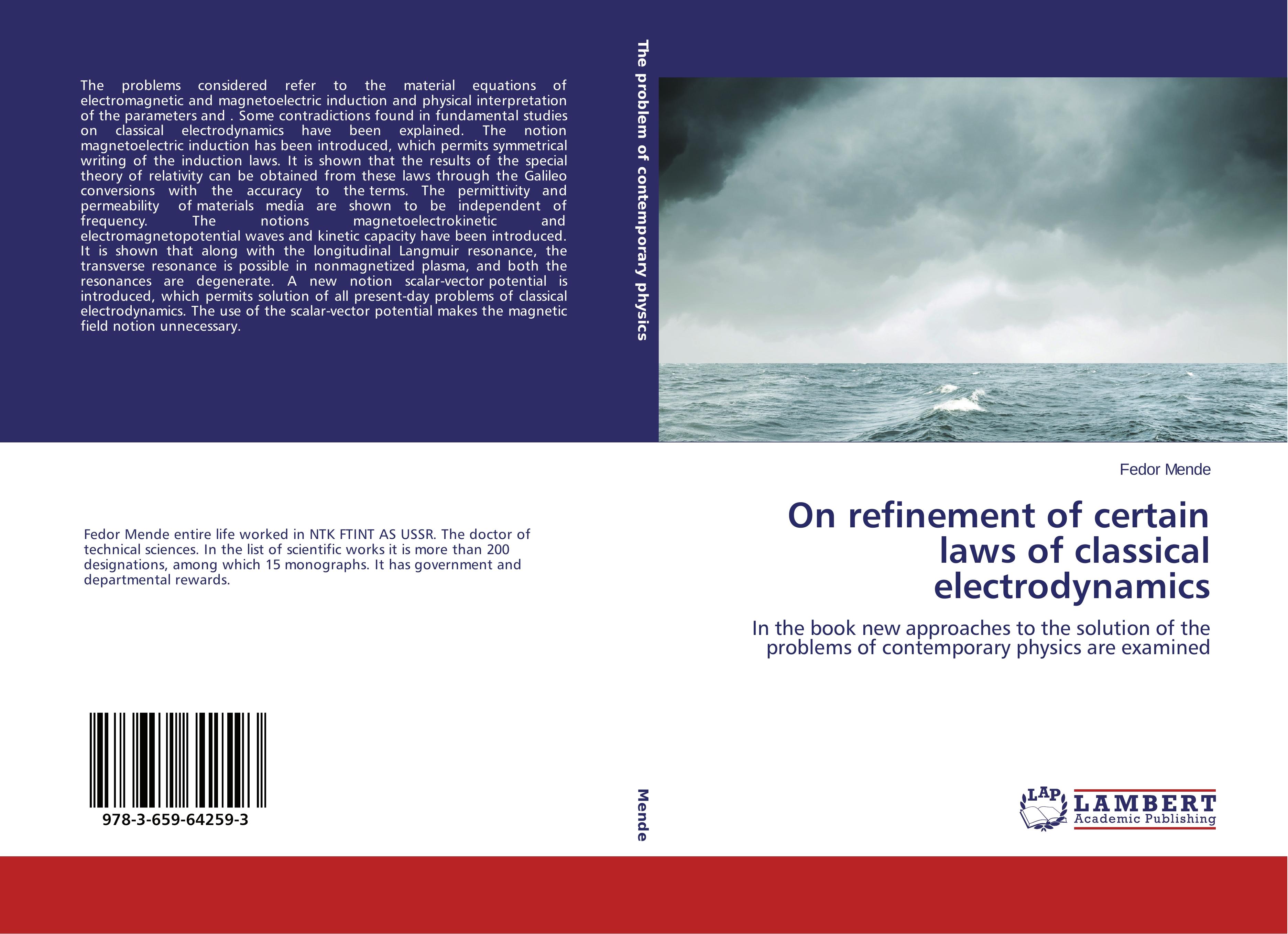 Vorderes Coverbild On refinement of certain laws of classical electrodynamics
