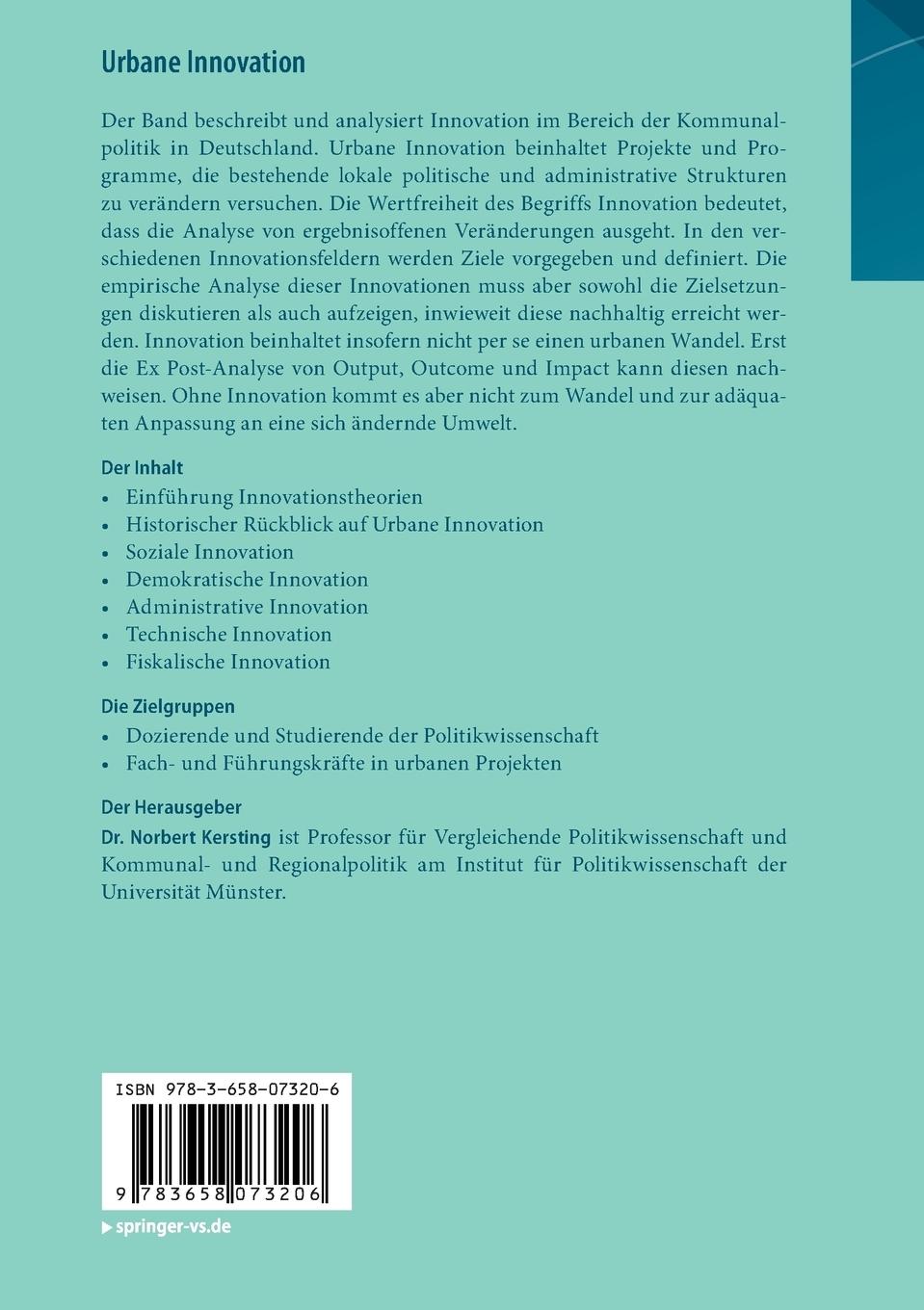 Rückseitencover Urbane Innovation