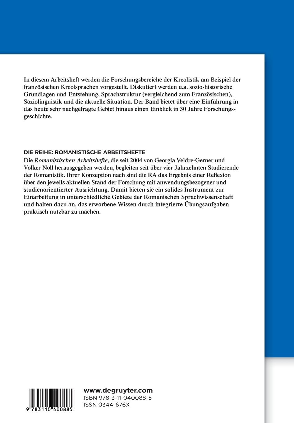 Rückseitencover Kreolisch und Französisch
