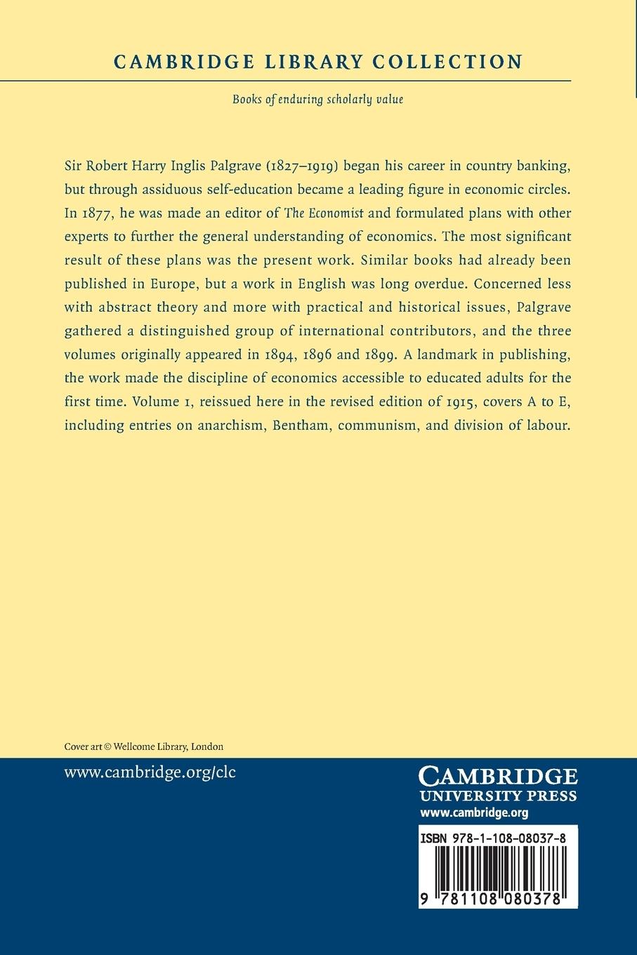 Rückseitencover Dictionary of Political Economy - Volume 1