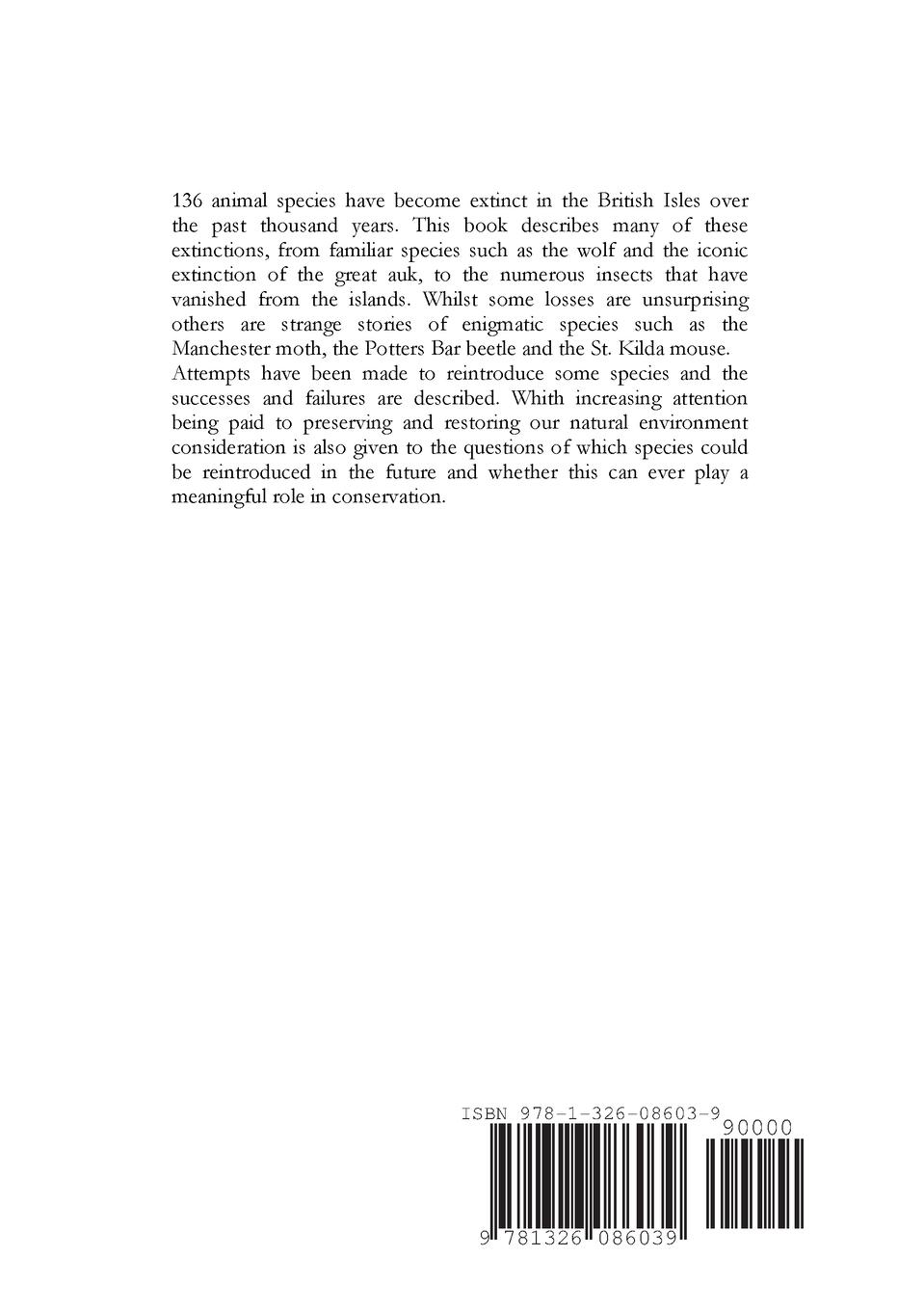 Rückseitencover Extinct animals of the British Isles