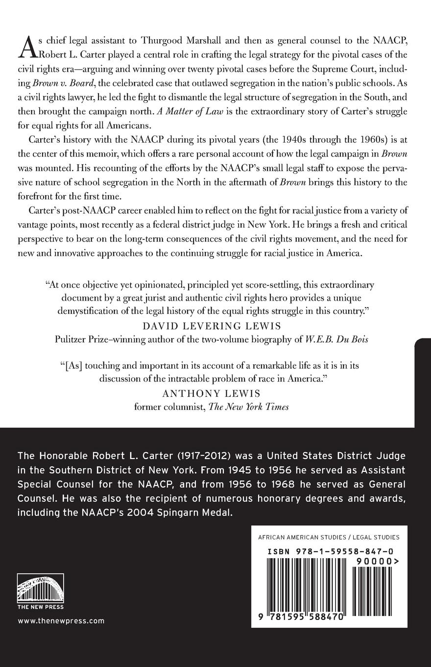 Rückseitencover A Matter of Law