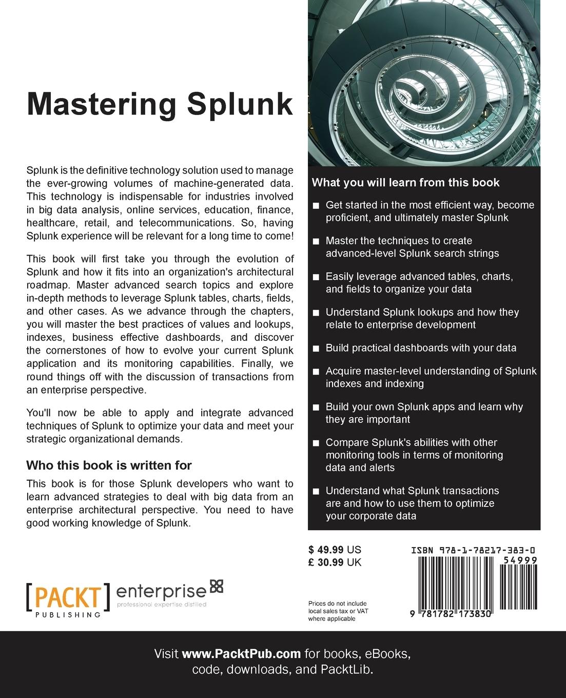 Rückseitencover Mastering Splunk