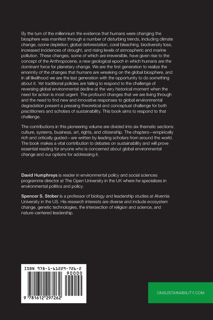 Rückseitencover Transitions to Sustainability: Theoretical Debates for a Changing Planet