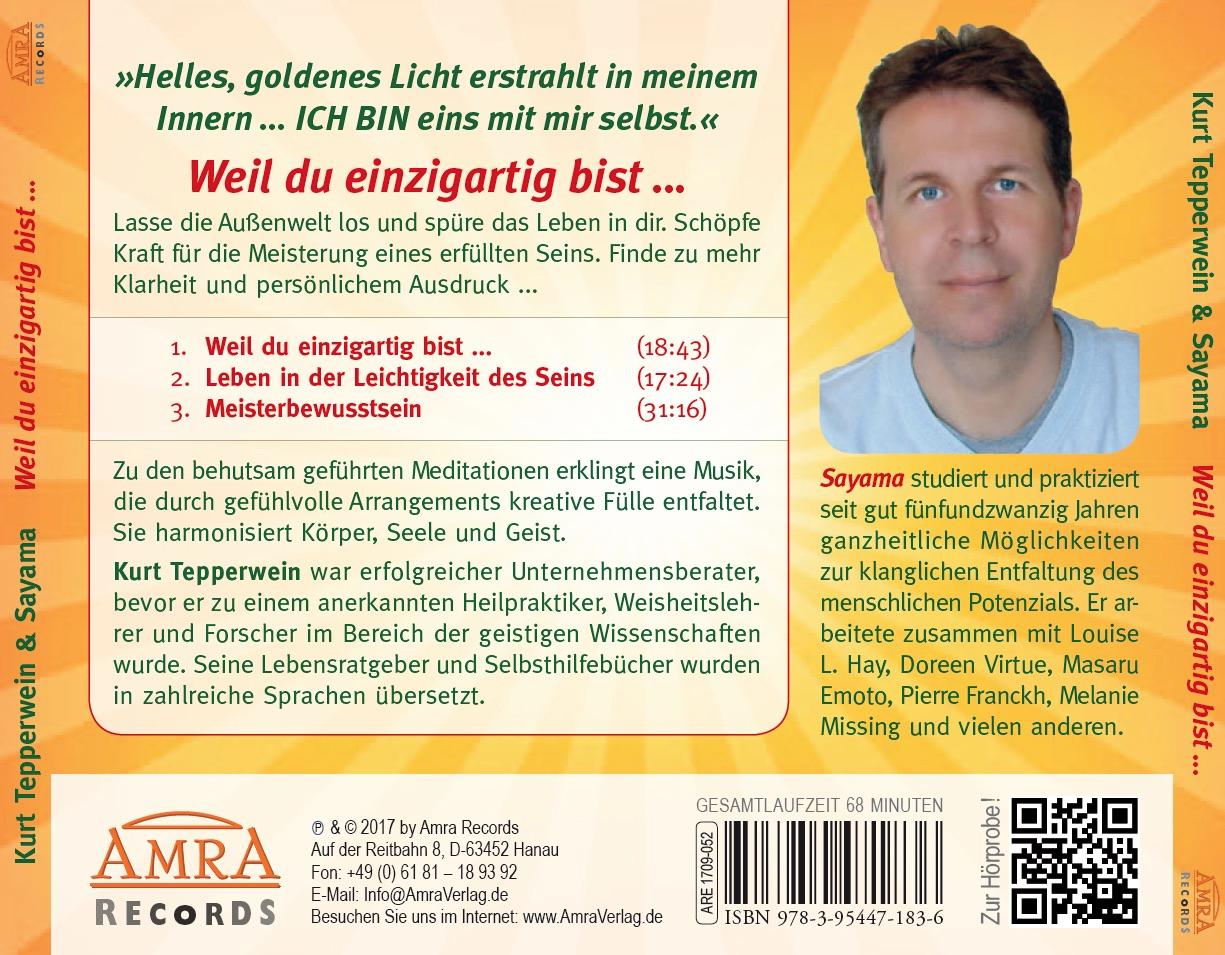 Rückseitencover Weil du einzigartig bist ...