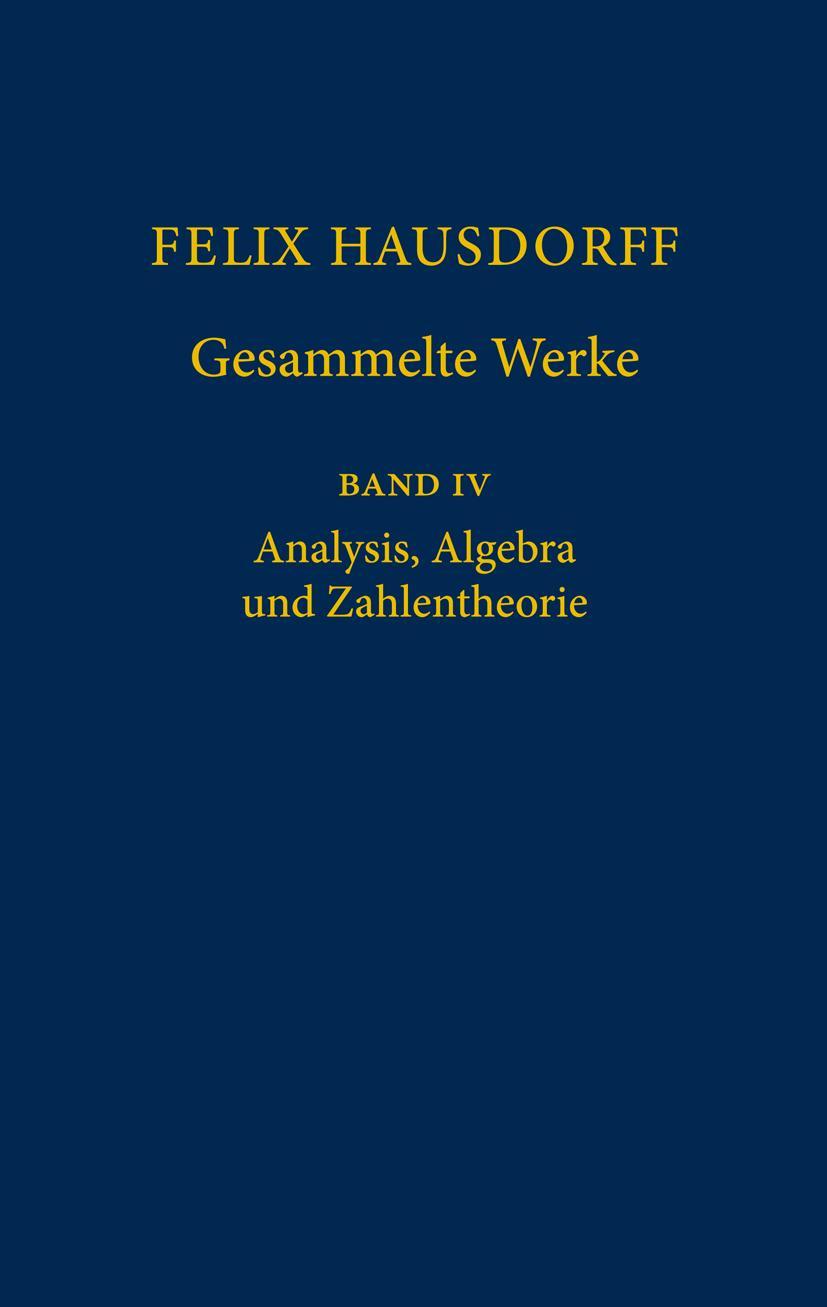 Vorderes Coverbild Felix Hausdorff - Gesammelte Werke Band IV